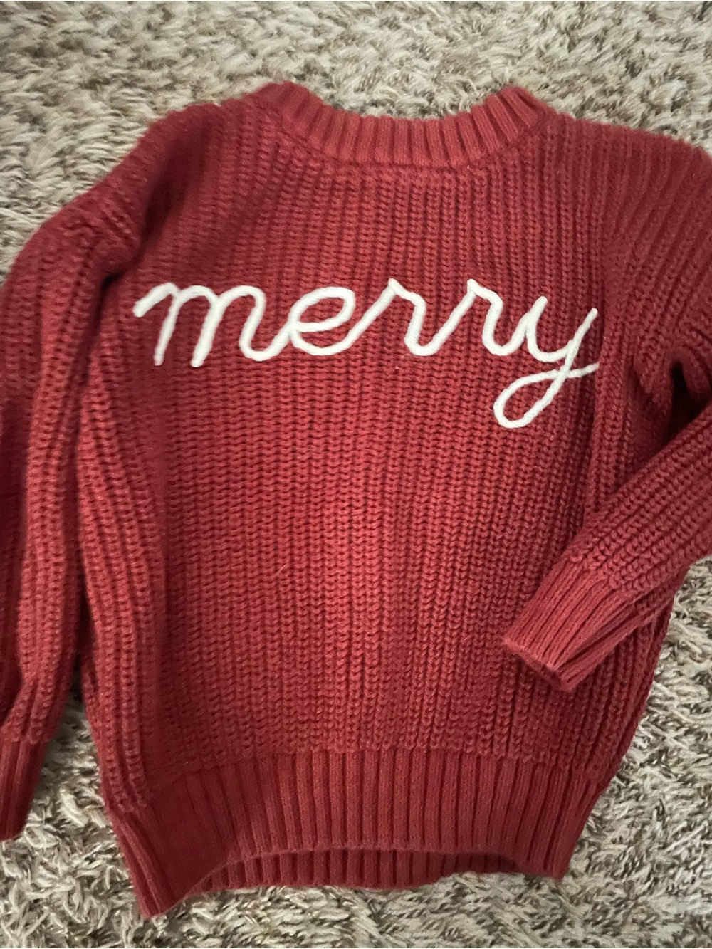 LC Little Co toddler girl  'Merry' embroidered knit Christmas sweater